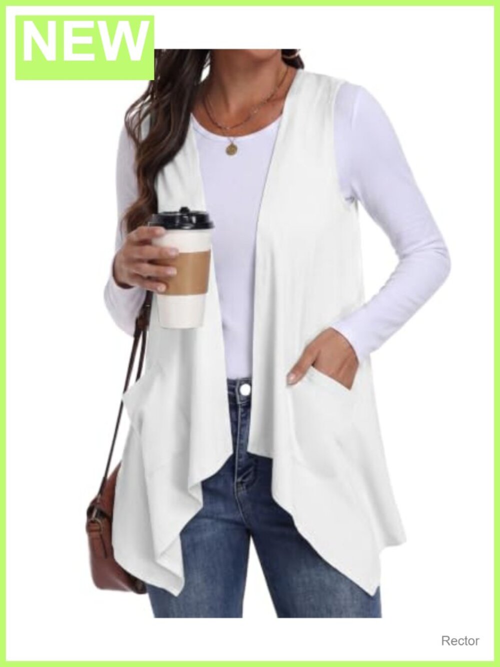 Womens Sleeveless Open Front Cardigan Vest Lightweight Irregular Hem Pockets